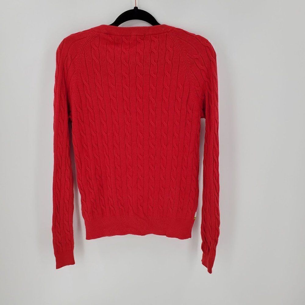 Izod C Flex Women's Sweater Cable Knit V Neck Red Size Small - Picture 7 of 9